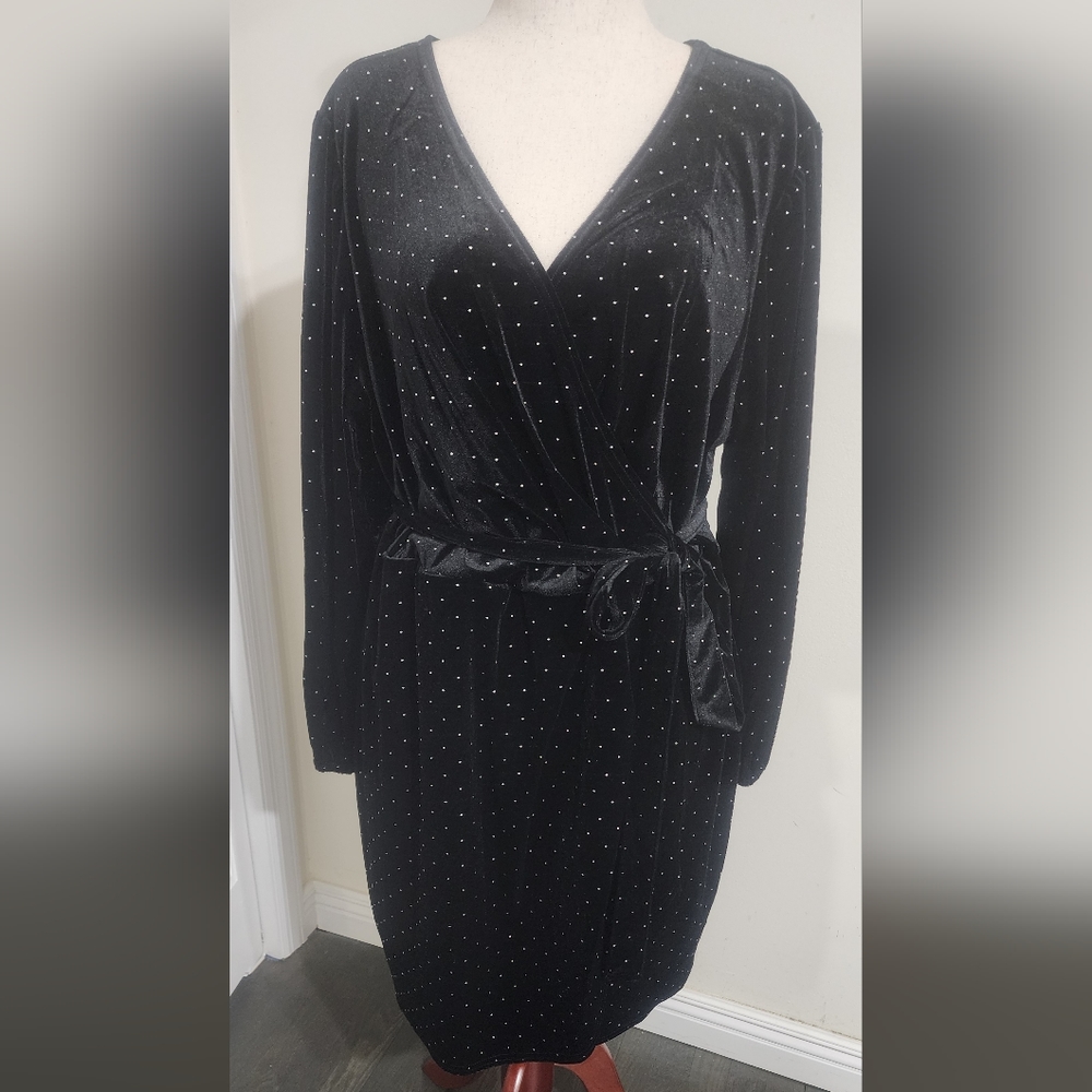 Nine West Black Velvet Sparkle Dress